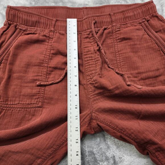 Old Navy Pants Womens L Brown Pull On Tapered Ankle Drawstring Cotton Gauze - Picture 7 of 10
